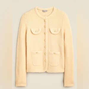 J.Crew Textured Sweater Lady Jacket Button-Up Jacket Cream Size Medium